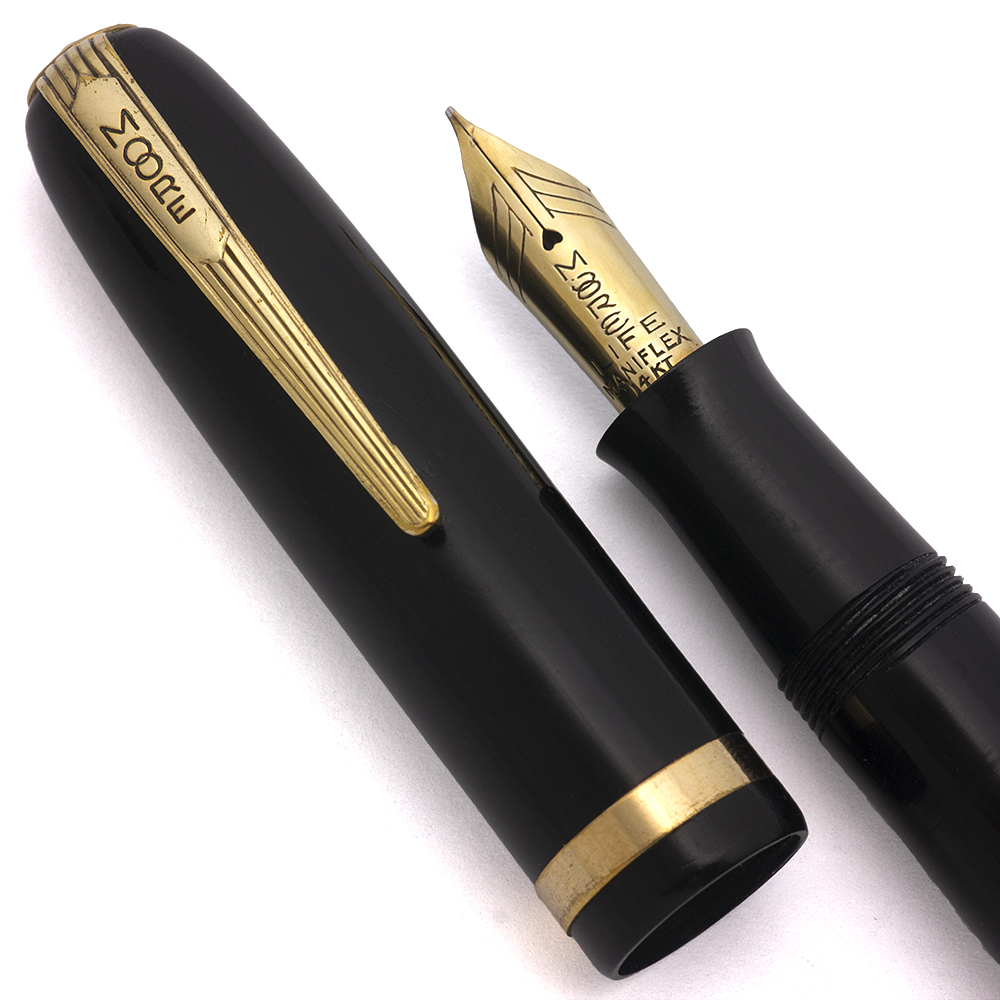 Moore 94-A Fountain Pen (1940s) - Black w GT, Lever Filler, 14k